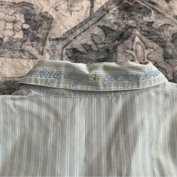Vintage Napa Valley Blue Striped Embroidered Button Down Size M - Picture 9 of 10